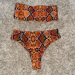 Snakeskin printed bikini (orange)